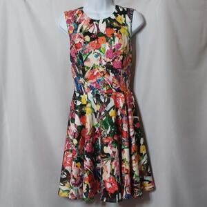 Bebe Women's Floral Sleeveless Round Neck Fit and Flare Dress. Size SP